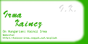 irma kaincz business card